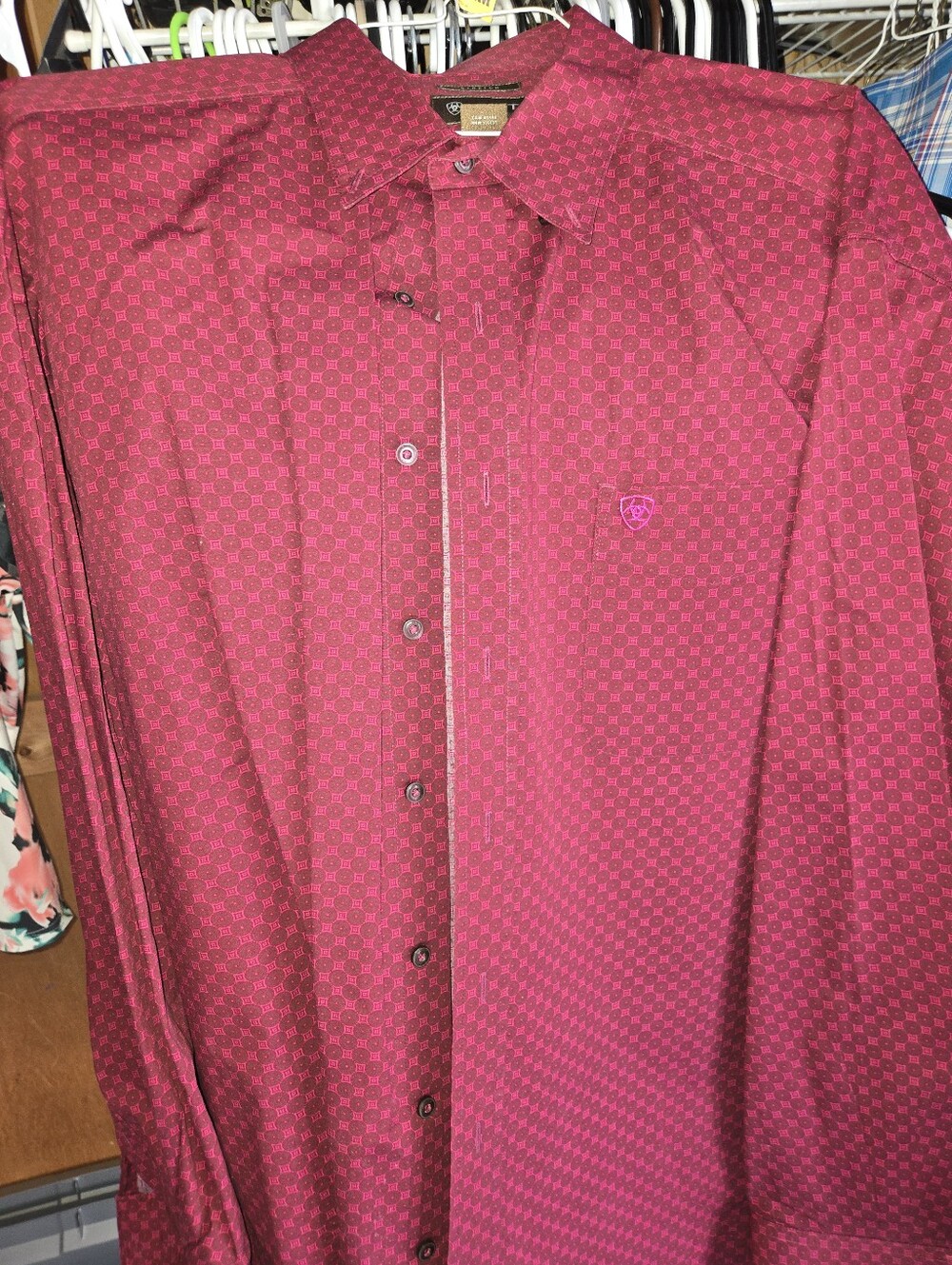 Ariat Men's Deep Magenta Patterned Dress Shirt
